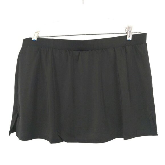 Cacique Swim Skirt Womens 16 Black Slitted Attached Briefs Swim Bottoms New - Picture 4 of 6